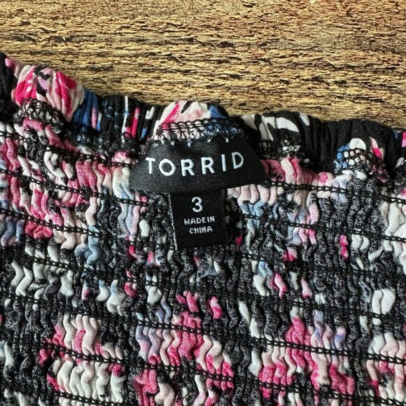 Torrid Floral Print Sundress Size 3 Black & Pink Flowers Adjustable Straps - Picture 6 of 9